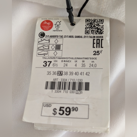 NWT ZARA Khaki Green Square Open Peep Toe Mule Sandal w/ Kitten Heel Size 6.5 - Picture 6 of 10